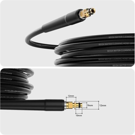 Tuyau Haute Pression 15m DERASL Avec Connecteurs Rapides - Accessoire Robuste Pour Nettoyeur Bosch AQT