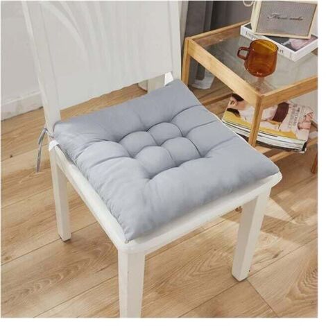 Coussins de chaise carrés gris Coussins givrés de couleur unie en coton doux et épais Convient pour le bureau, la maison ou la (1/4)