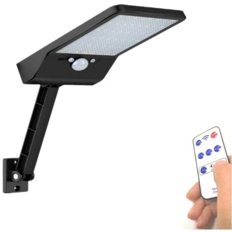 Lot de 2 lampes solaires d'extérieur avec détecteur de mouvement, 48 LED, avec télécommande, étanches, pour jardin, cour, garage