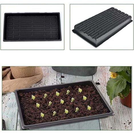Lot de 10 plateaux de culture en plastique transparent, sans trous, plateau hydroponique pour
