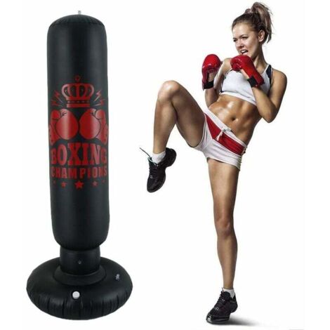 Sac de Boxe Frappe Adulte Gonflable 160cm. Sac de Frappe sur Pied Adulte. Punching Ball Adulte sur Pied Lourd. Équipement de Fitness pour Muay Thai Kickboxing Arts Martiaux MMA