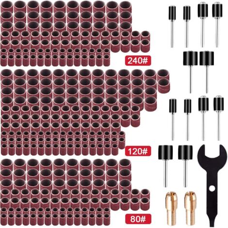 345 Pièces Tambour de Poncage Ensemble avec 330 Pièces Tambour de Poncage, 12 Pièces Tambour Mandrinet, 2 Pièces Mandrin à Serrage Automatique et 1 Pièces Clé pour Outils Rotatifs (1/5)