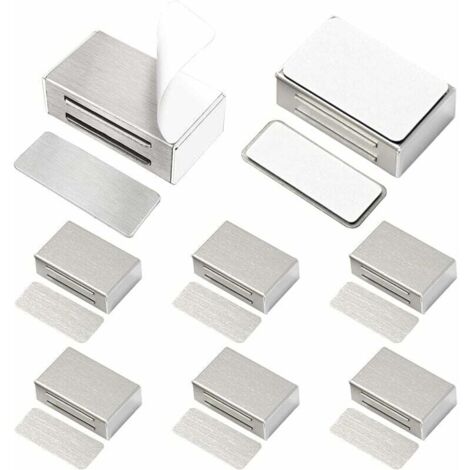 Aimant de Porte Placard Adhesif Lot de 8 Loquets Magnétiques de Porte Mise à Jour sans Vis sans Perçage pour Placard de Cuisine Aimant Fermeture Puissant pour Tiroir, Armoire, des Meubles, etc (1/5)