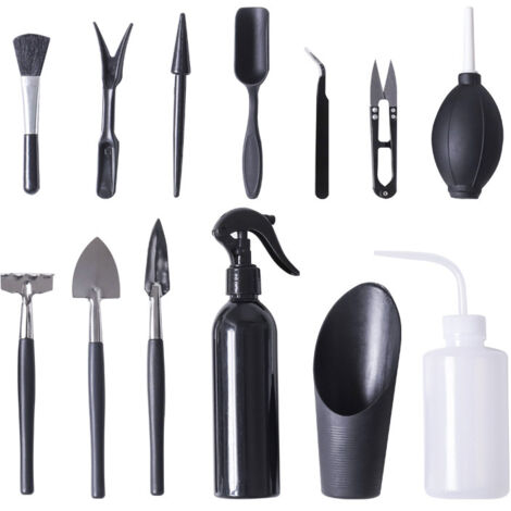 Lot de 13 Mini Outils de Jardin pour Plantes succulentes, Transplantation à la Main, kit de Cactus (Metal) (1/5)