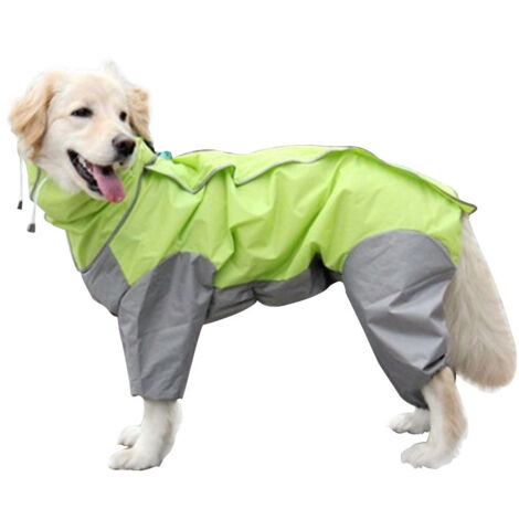 Imperméable pour animal domestique, veste imperméable Velcro réglable pour petits, moyens et grands chiens (vert) (1/5)