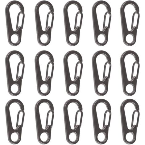 15pcs Crochet Mousqueton pour Escalade Excursion, Mousquetons Aluminium Solide Multifonction D-Anneau avec Bouchon EDC Crochet pour Camping Voyager Randonnée Porte-clés en Plein Air (1/5)