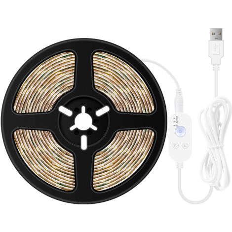 Capteur Usb Light Bar Maison Bande Lumineuse Flexible Étanche LED Light Bar Light Bar Décoratif USB Capteur Lumière 5m 6500K Blanc Froid (1/4)