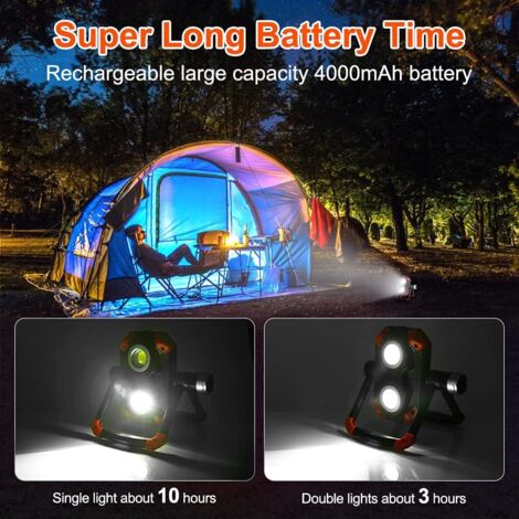 Lampe De Camping LED Solaire Et USB – Rechargeable 800mAh, IPX4, 2 Modes, Légère 142g, Avec Crochet, 300 Lumens