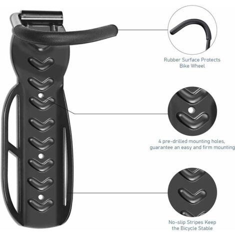 Bakaji Lot De 2 Supports Muraux Pour Vélo - Supports Pliables Antidérapants