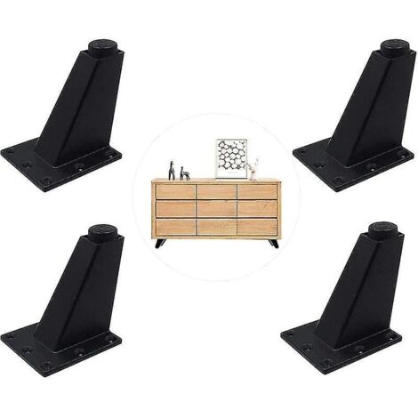 4 Pièces Noir Pieds Réglables de Meubles, Jambes De Meubles D'alliage D'aluminium, Triangulaires Réglables De Cuisine De Jambes, pour Armoire, Canapé, Table Basse, Meuble TV et Autres Meubles (1/5)