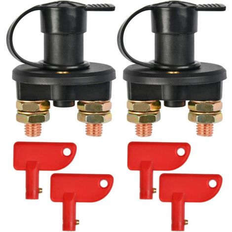2PCS 12V / 24V Isolateur de batterie électrique de voiture, déconnecter l'interrupteur à clé amovible / camion de voiture / bateau (1/5)
