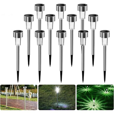 Lot de 12 bornes solaire à planter inox noir - Noir (1/5)
