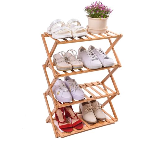 Étagère à chaussures en bambou, 100 % naturel et renouvelable, super robuste et durable, sans installation (3 couches-6 couches) - Charge maximale : 40 kg (4 couches 50 cm) (1/5)
