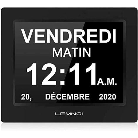 8" Pouce LCD Horloge Numérique Calendrier N10 avec Date Jour Et Heure Horloge Non-Abrégée Auto Dimming 8 Langues HD Display Rappel pour Alzheimer Les Personnes âgées et Les Enfants (1/5)