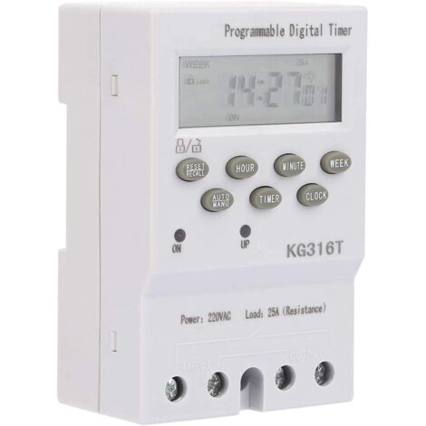 Interrupteur de minuterie numérique, interrupteur horaire de micro-ordinateur KG316T 220V interrupteur de commande de temps de micro-ordinateur interrupteur de minuterie numérique automatique Programm (1/5)