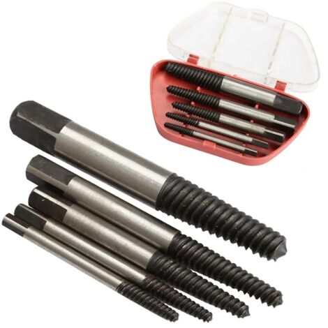 Jeu d'extracteur de vis en acier 3mm-18mm, Kit d'outils pour enlever les boulons et les goujons, perceuse centrale, 5 pièces (1/5)