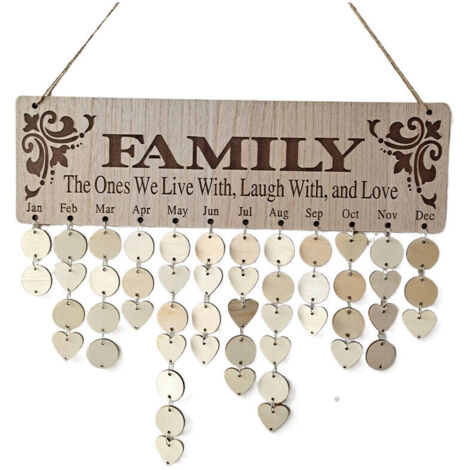 Calendrier Rappel d'anniversaire Plaque de panneau de suspension murale, avec ornements en bois Tranches de bois non finies 50 disques en bois PCS, artisanat en bois bricolage pour les amis en bois (1/5)