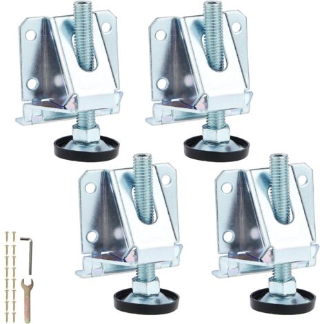 Lot de 4 pieds de nivellement robustes en acier avec écrous de verrouillage , pieds de meuble réglables M10 pour tables , armoires , étagères , meubles (1/5)