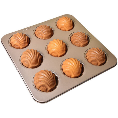 Moules madeleine pour la cuisson Moule à gâteau antiadhésif à 9 cavités pour la cuisson au four Champagne Gold (1/4)