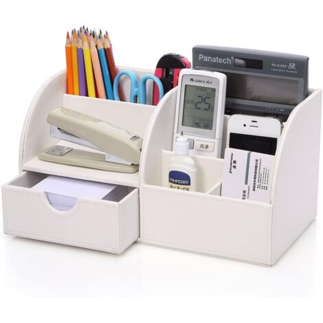 7 Compartiments en PU Cuir Multi-fonctionnels Organisateur de Bureau (1/4)