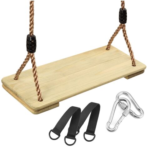 Balançoire en Bois Enfant Adulte Siège de Balançoire en Bois avec Corde de Chanvre Réglable Siège Swing Outdoor
