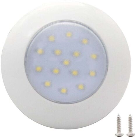 Lumiere Interieure De Voiture Ronde 15Led, Lumiere Interieure Impermeable De Lumiere Blanche 12V, 95Mm (1/4)
