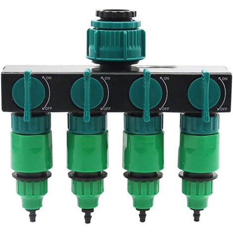 Répartiteur de Robinet d'eau à 4 Voies avec connecteurs Rapides, Adaptateur de Tuyau d'arrosage de Jardin 1"3/4" 1/2"(Type1) (1/5)