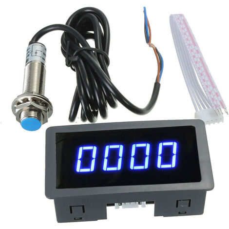 Compteur de vitesse tachymètre numérique bleu 4 LED + capteur de commutateur de proximité Hall (1/4)