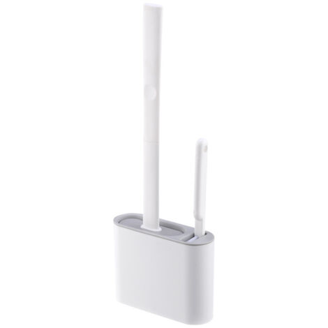 Brosse de Toilette en Silicone et Brosse de Nettoyage, Brosses WC avec Long Manche, avec Support Mural (1/5)