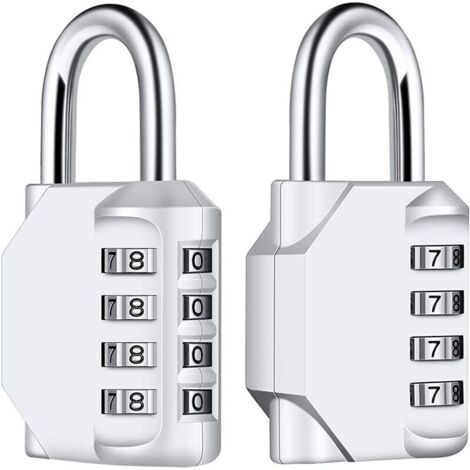 [2 Pièces] 4-Digit Cadenas à Combinaison. Serrure Combinée Imperméabiliser. Métal étanche et Fermoir Combiné en Acier Plaqué pour L'école. Casier. Boîte à outils. Clôture. Armoires - Argent (1/4)