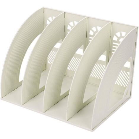 4Compartiments Etagère De Rangement Module, Boîte de Rangement Classement Magazine Classeur DIY Porte-revues en plastique Organisateur de Bureau pour Magazine Papier A4 Livre Dossier (1/5)