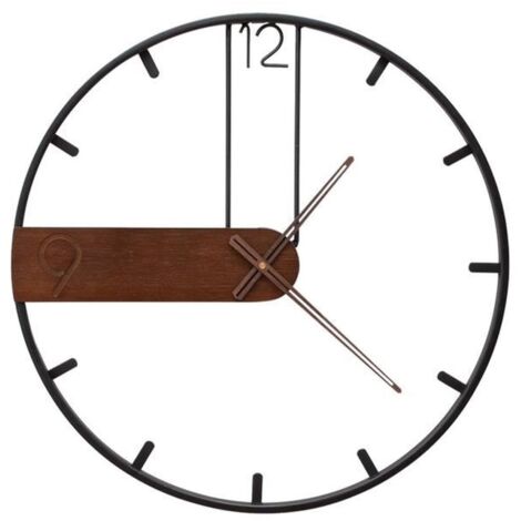 Horloge Murale Quartz Antique 43cm 3D Bois Metal Design Moderne Cadre métal (1/4)