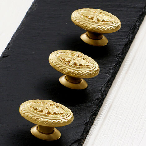 Boutons et poignées de meubles,3 poignées de porte d'armoire en cuivre pur, poignées en laiton armoire armoire à vin tiroirs armoire de salle de bain style américain (1/4)
