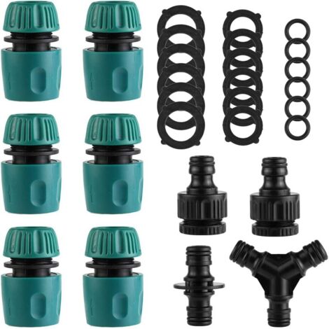 Plastique connecteurs Rapides pour Tuyau d'arrosage, Lot de 10(6 Hose Quick Connector, 1 Double connecteur (1/5)