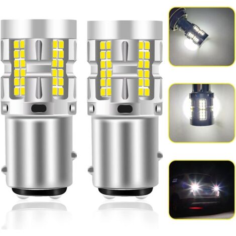 2 Pièces 1157 BAY15D voiture LED ampoule feu stop feu de recul DC12v-24v-blanc
