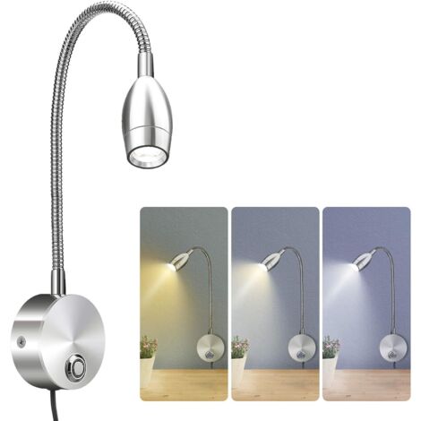 Lampe de Lecture à LED, Lampe de Chevet avec 3 Modes de Luminosité 360° Flexible Dimmable, Cou Flexible Réglable Lampe LED, Lampe de Bureau pour Chambre, Bureau, Casier, Placard, Chevet