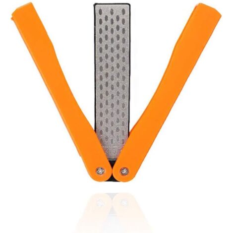 Grit Pierre à Aiguiser Diamant Double Face Aiguiseur de Couteau Pliante Pierre à Aiguiser de Poche pour L'outil D'affûtage de Cuisine Jardin Camping en Plein Air - Orange (1/5)