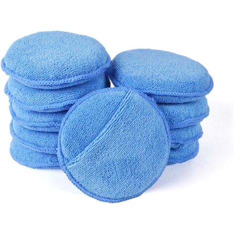 Tampons Applicateurs De Cire En Microfibre Ultra-doux AutoCare Avec Applicateur De Cire à Poche Pour éponge En Mousse Pour Applicateur De Cire De Voiture (bleu, Diamètre De 5 '', Paquet De 10) (1/5)