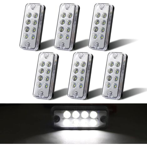 Rectangle Feux de position latéraux Indicateur de dégagement 12-24v Lampe scellée Montage en surface 6pcs Blanc (1/5)