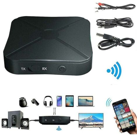 Transmetteur récepteur Bluetooth 2 en 1 – Adaptateur audio sans fil 3,5 mm – Portée 10 m – Compatible chaînes stéréo et téléviseurs – Qersta