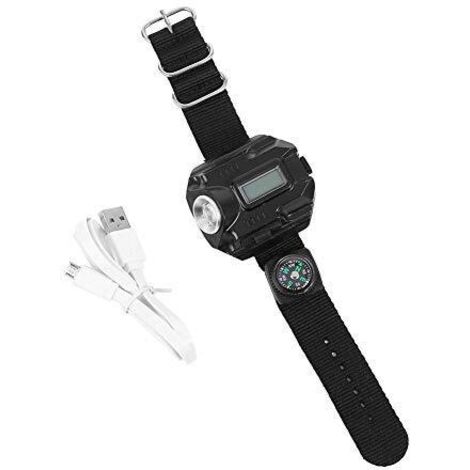 Lampe de poche USB avec montre et boussole rechargeable étanche (1/5)