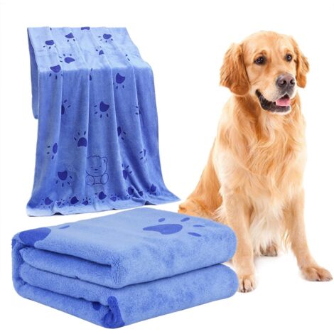 Serviette pour Chien, Serviette de Bain en Microfibre à Séchage Rapide pour Chien, Serviettes de Séchage pour Chien, Serviette de Bain pour Chien Ultra Absorbante pour Chiens et Chiots-bleu (1/5)