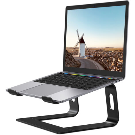 Support pour ordinateur portable, support ergonomique en aluminium, compatible avec 10-15,6" (noir) (1/5)
