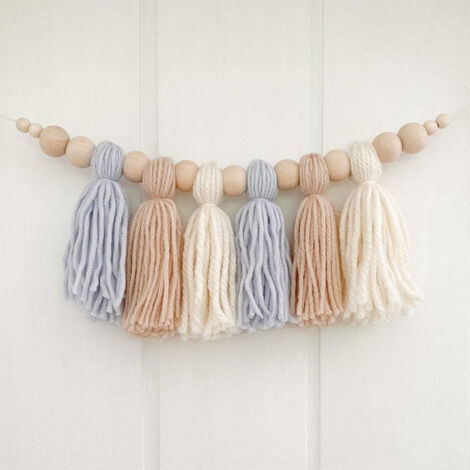 Pampilles en coton style Boho, perles en bois, décoration pour chambre d'enfant, pendentif Photo pour bébé, accessoires (1/5)