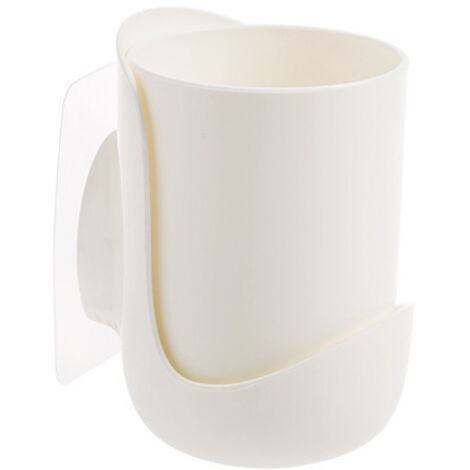 Support mural pour porte-brosse à dents sans poinçon, support de rangement pour tasse de rince-bouche - blanc (1/5)