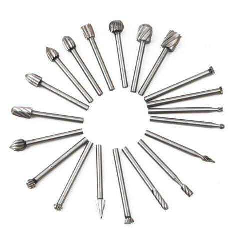 Fraises Rotatives - 20Pcs Embouts de Fraisage HSS Fraise Bois Outil de Routage du Bois avec 3mm Tige/Accessoires Outil Rotatif (1/5)