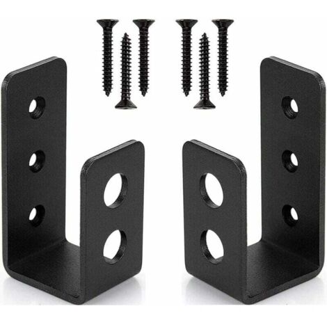 Lot de 2 supports de porte en acier robuste pour porte de 2 x 4, barre de sécurité en forme de U (1/5)