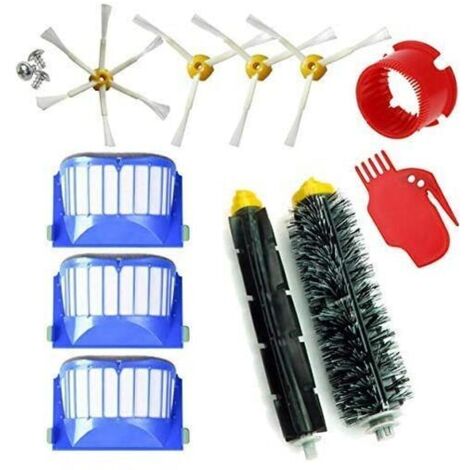 kit de Recharges pour Roomba Série 600 605 610 612 615 616 620 621 630 645 650 651 655 660 665 670 671 675 680 681 685 695 696. Pack de 11 pièces Compatibles avec iRobot- brosses et filtres (1/5)
