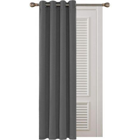 Rideaux occultants isolants, 132x160 cm (L x H), rideaux salon et chambre, design moderne, avec œillets, gris clair, 1 pièce (1/3)