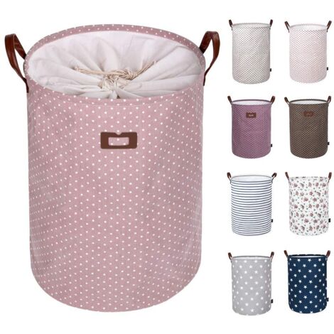 19-Inches Grand Organiser Paniers pour Vêtements Stockage , Cordon Paniers à Linge, Pliable Sac à Linge, Pliage Grande Capacité Corbeilles à Linge (Rose, L) (1/5)